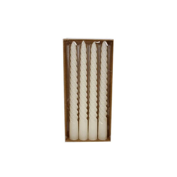 Table candle Twist 2x2x20cm ivory 4/set - 56100516 Table candle Twist 2x2x20cm ivory 4/set - 56100516