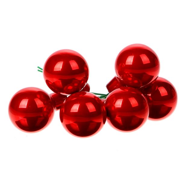 Glasballetjes 30mm op draad rood pearl glans 72st - 81204198 Glasballetjes 30mm op draad rood pearl glans 72st - 81204198