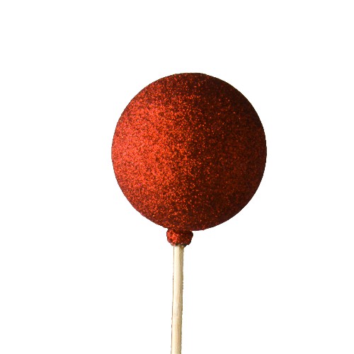 Bijsteker 50cm bal 5,5cm rood/glitter 12/zak (240/ds) - 9460238 Bijsteker 50cm bal 5,5cm rood/glitter 12/zak (240/ds) - 9460238