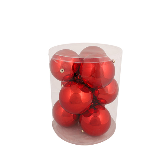 Bal unbreakable D.10cm kerstrood-glans 9/set - 9802369 Bal unbreakable D.10cm kerstrood-glans 9/set - 9802369